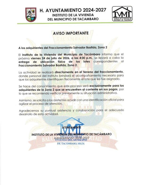 Entrega de lotes